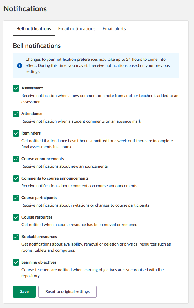 Benachrichtigungseinstellungen Benachrichtigungseinstellungen