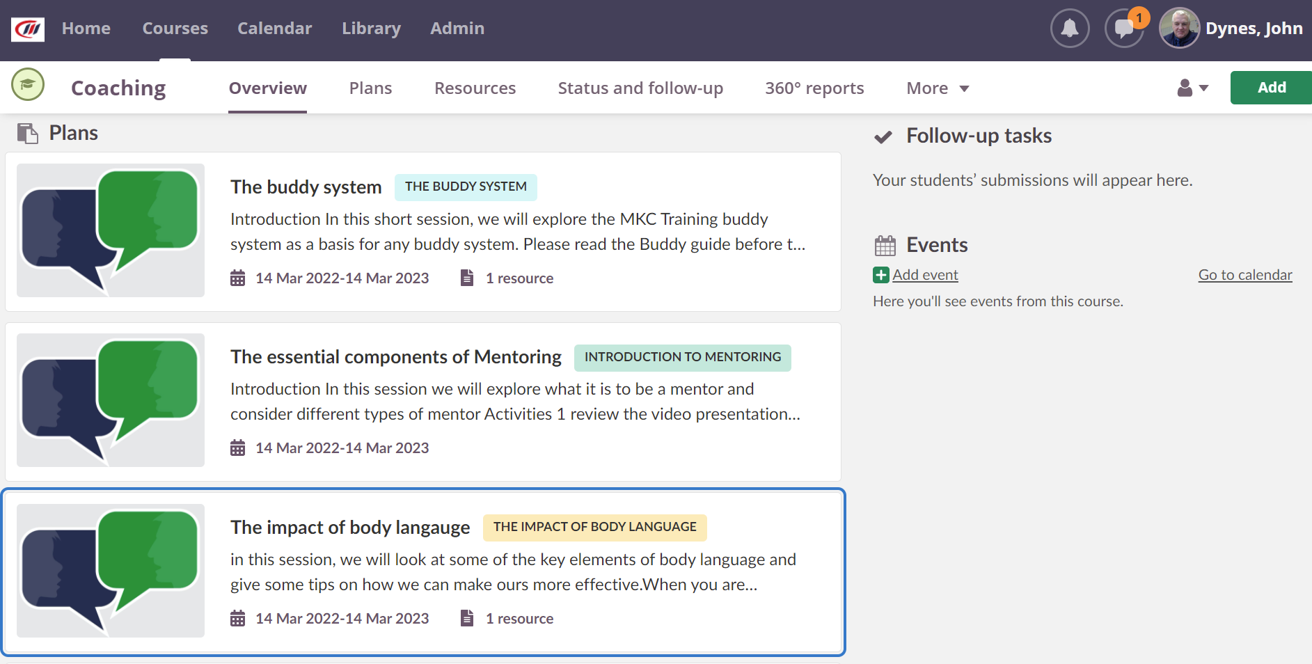 screenshot of itslearning platform.