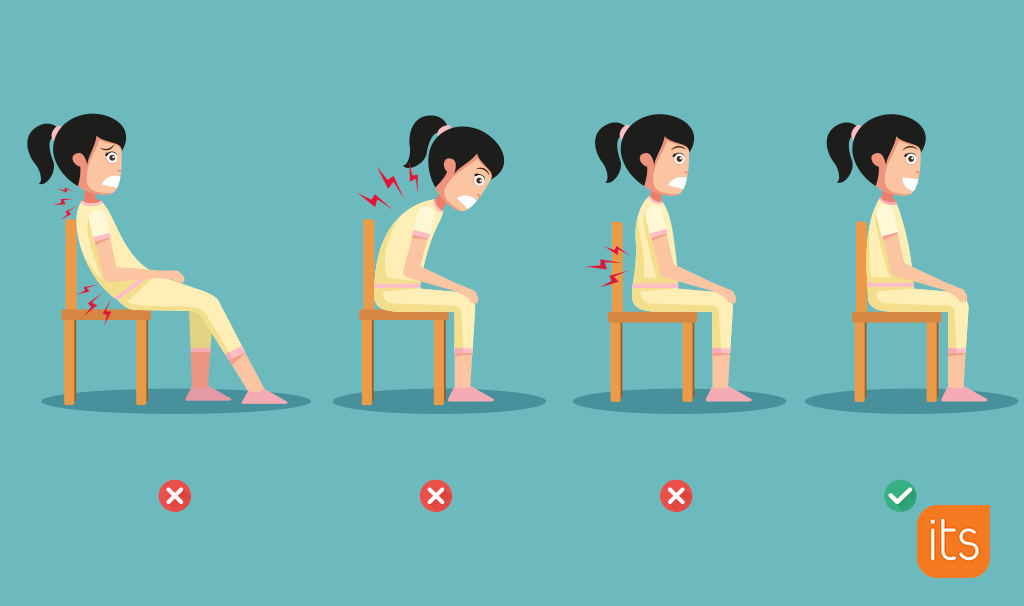 Illustration showing proper posture while sitting.