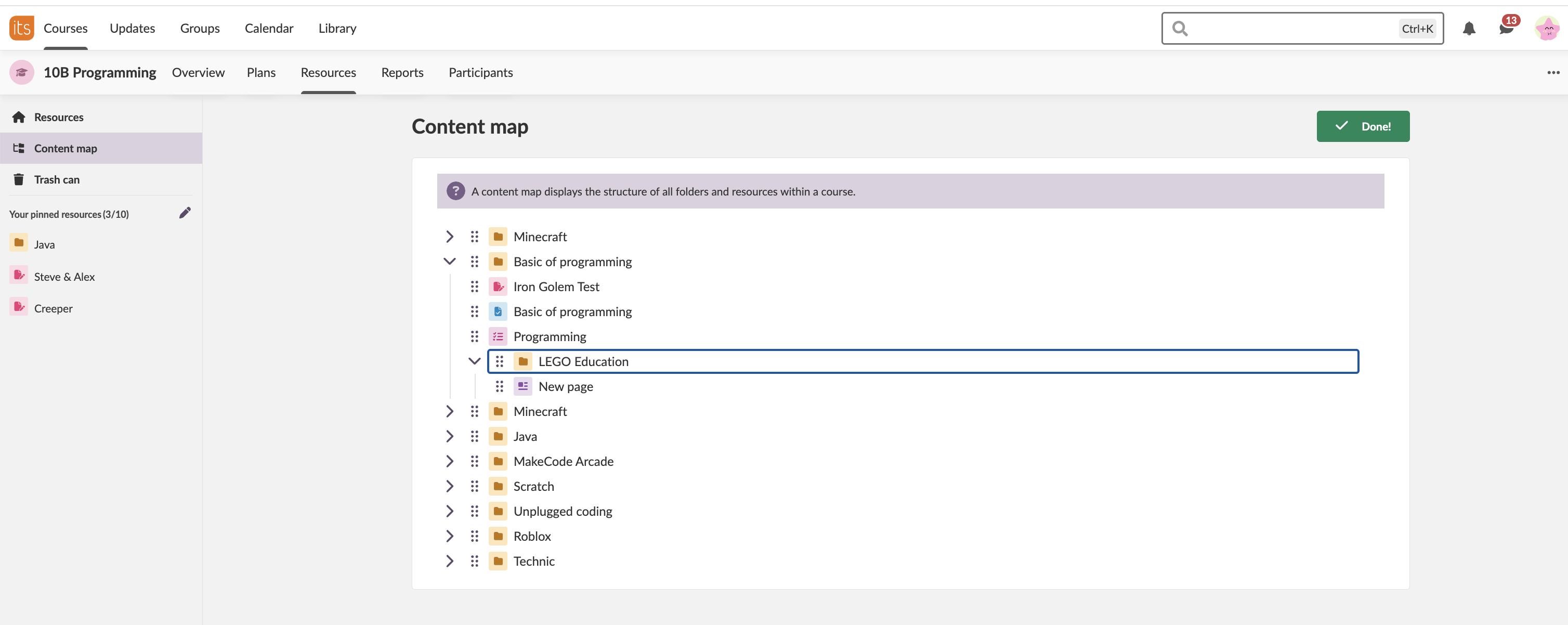 Omorganiser i innholdskart