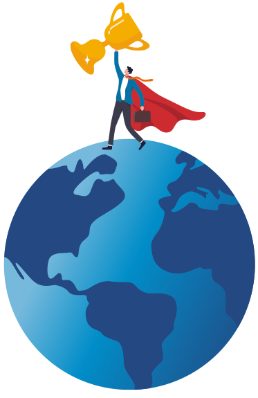 Held auf der Weltkugel 1